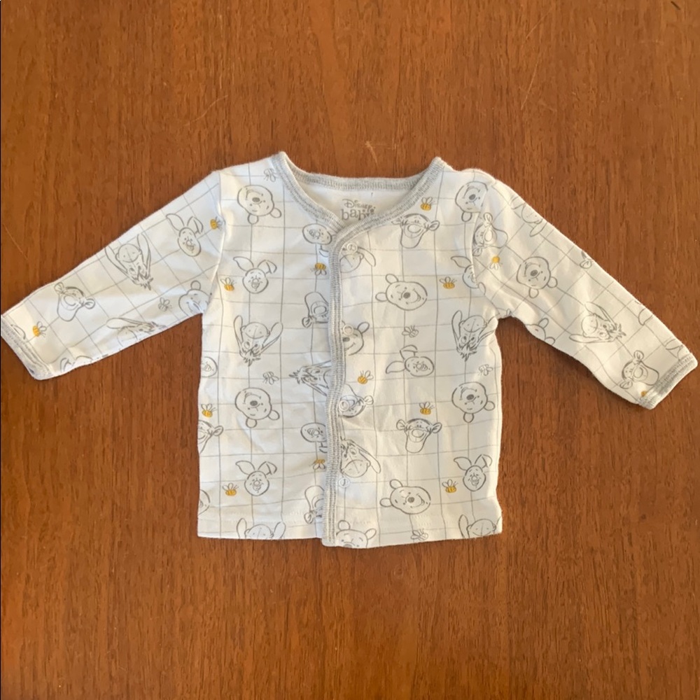 😊FREE😊 Disney Winnie the Pooh White Snap Shirt 0-3m
